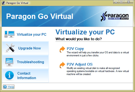 Okno główne Paragon Go Virtual