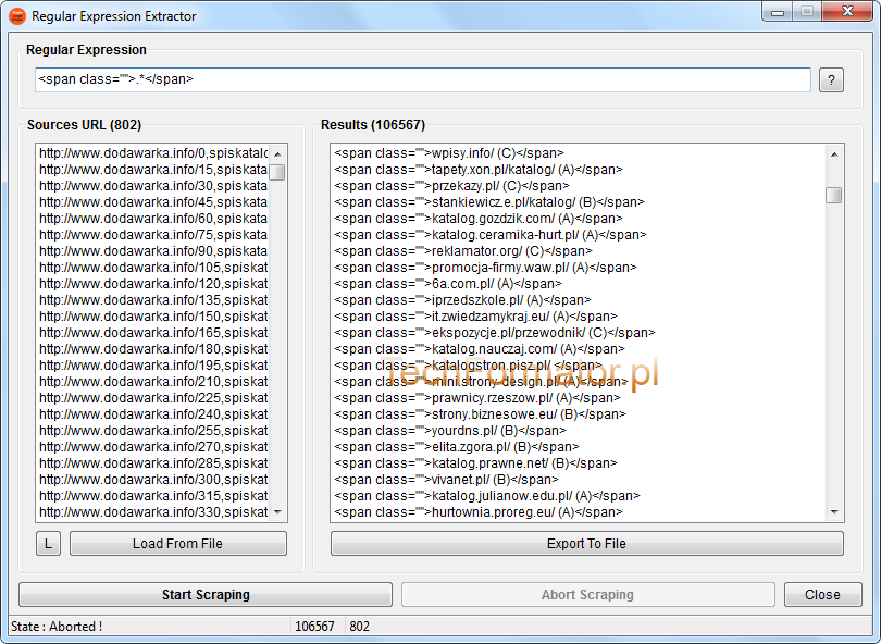 Regular Expression Extractor