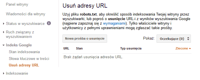 Prośba o usunięcie URL