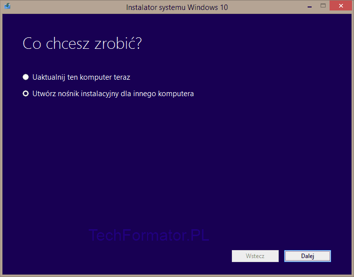 windows 10 - Utwórz nośnik instalacyjny dla innego komputera