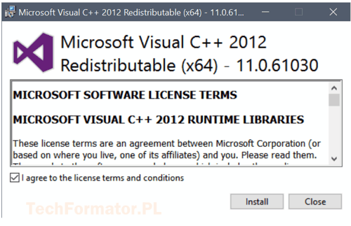 Instalacja Visual C++ 2012