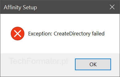 Affinity CreateDirectory failed